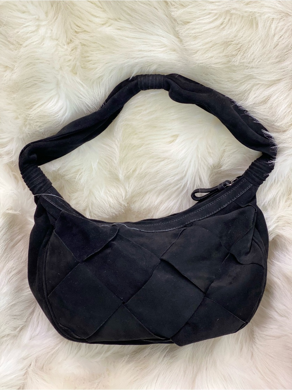 Vintage Giuseppe Zanotti Bag Black Woven Suede Shoulder Bag
